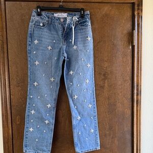 Indigo Rein Blue Jeans with White Embellishments
